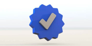 Ilustração de um selo de verificação azul com um check, representando selos de contas verificadas no Instagram.