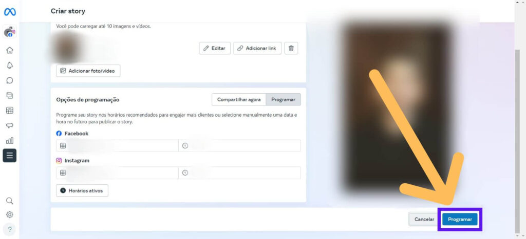 Programando stories no Instagram