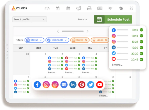 Cronograma de postagens no Instagram bem organizado feito no mLabs